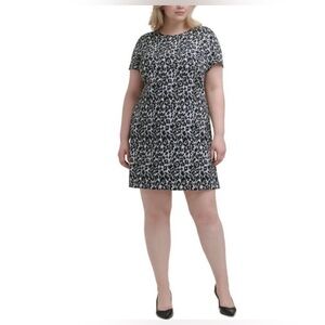 CALVIN KLEIN Gray Short Sleeve Short Wear To Work Sheath Dress Plus SZ 22W EUC